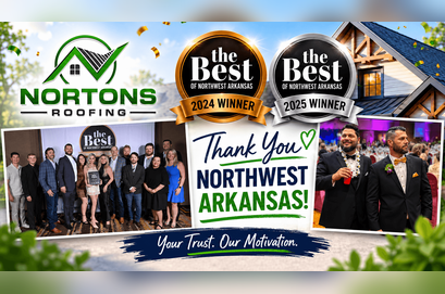 Nortons Roofing team celebrating Best of NWA recognition in Northwest Arkansas